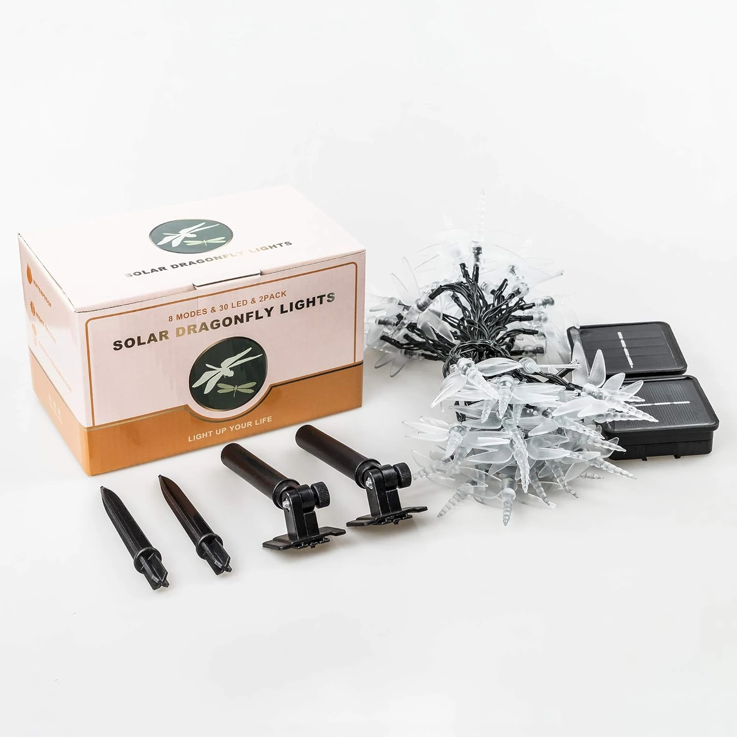 Shinymolly Dragonfly Solar Lights Outdoor, 2PACK 19.6FT 30 LED Dragonfly Décorative String Lights, 8 Modes Solar Powered Fairy Lights Pour Patio Garden Yard Clôture Fête De Noël De Mariage, Multicolore 7 Shinymolly Dragonfly Solar Lights Outdoor, 2PACK 19.6FT 30 LED Dragonfly Décorative String Lights, 8 Modes Solar Powered Fairy Lights Pour Patio Garden Yard Clôture Fête De Noël De Mariage, Multicolore - Image 5