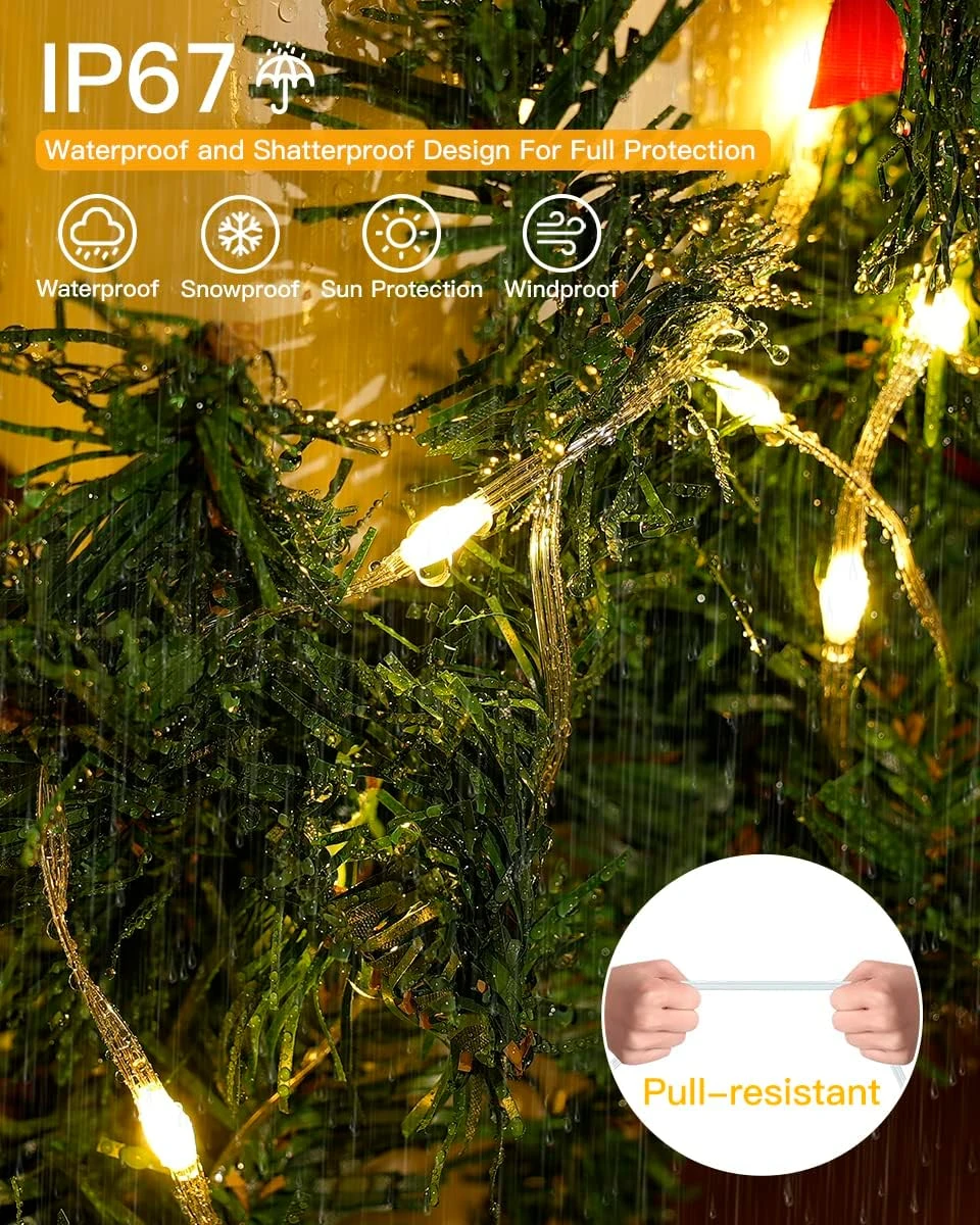 Lumières De Noël Ollny Outdoor, 400LED 130ft Christmas Tree Lights, String Lights IP67 Waterproof 8 Modes Fairy Lights Plug In For Home Party Yard Indoor Decorations ( Warm White ) 6 Lumières De Noël Ollny Outdoor, 400LED 130ft Christmas Tree Lights, String Lights IP67 Waterproof 8 Modes Fairy Lights Plug In For Home Party Yard Indoor Decorations ( Warm White ) - Image 4