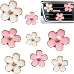 Voiture Air Freshener Vent Clips Pour Femmes 8 Pièces Mignon Voiture Vent Clips Décorations Daisy Fleur Voiture Accessoires Air Freshener Clips Pour Salle De Bains Chambre Thanksgiving Noël Anniversaire Filles Cadeau