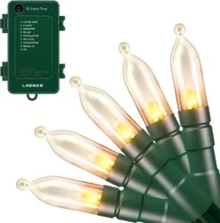 Feux De Noël LOENDE, Feux De Chaîne Actionnés Par Batterie Avec Feux De Chaîne D'extérieur 100 LED 8 Modes Feux De Chaîne étanches Mini Ensemble De Lumière Transparent Pour La Couronne De Jardin De Fête De Mariage, Blanc Chaud