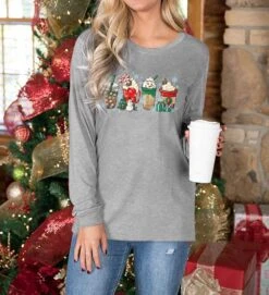 MAXIMGR De Noël Café Sweat Femmes Joyeux Noël Sweatshirts Drôle Graphique Pull Xmas À Manches Longues De Vacances Chemise -Oui || N/A || pearhead 71wLtShBqNL. AC UL1096