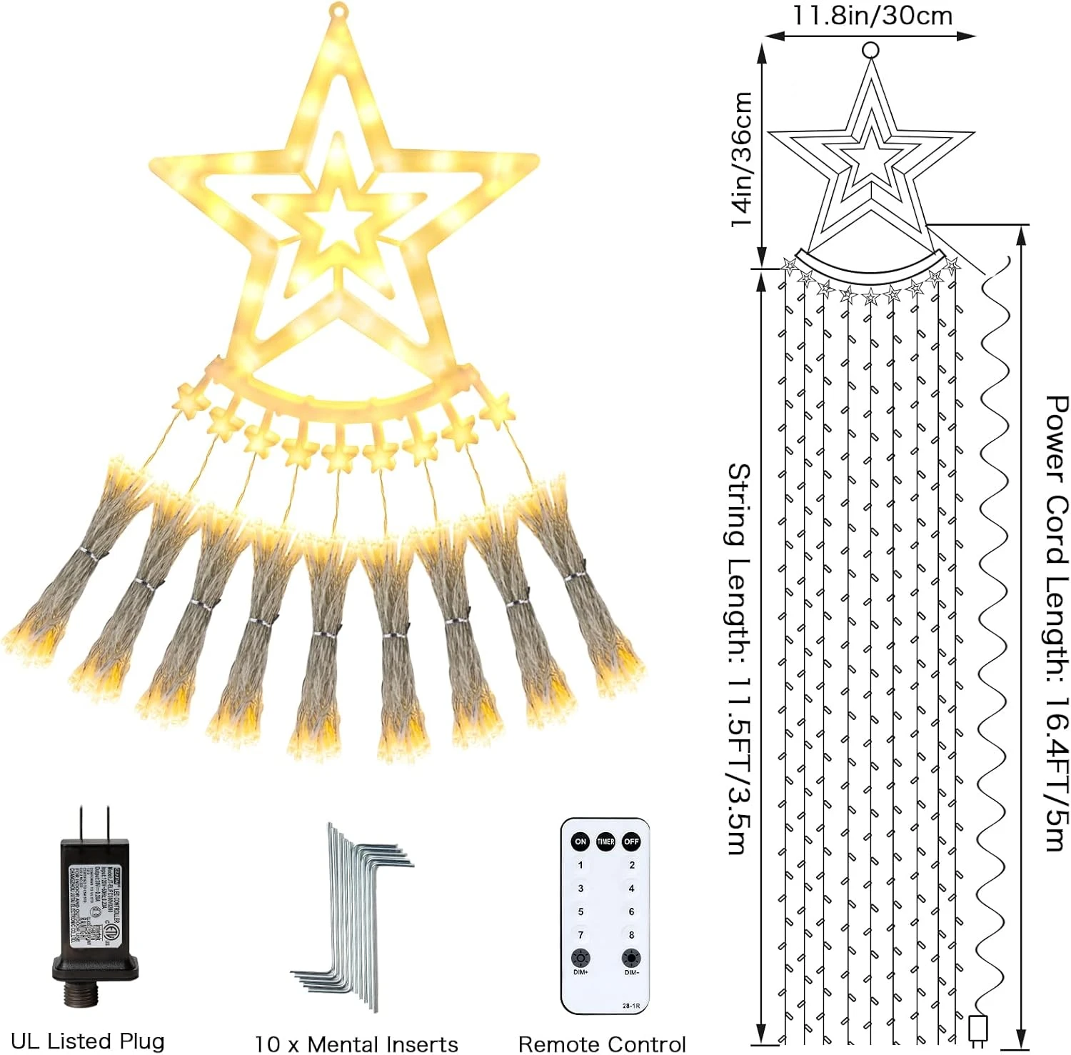ZCWZMW Décorations De Noël Lumières Extérieures, 350 LEDs 8 Modes Lumières De Noël Avec Timer & Remote, Lumières D'arbre De Noël Avec Tree Topper Pour Yard,Mariage, Fête, Décorations De Noël (Warm White) 7 ZCWZMW Décorations De Noël Lumières Extérieures, 350 LEDs 8 Modes Lumières De Noël Avec Timer & Remote, Lumières D'arbre De Noël Avec Tree Topper Pour Yard,Mariage, Fête, Décorations De Noël (Warm White) - Image 5