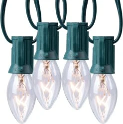 C9 Lumières Claires Pour Les Cordes De Noël, Cordes Pour Lumières De Noël En Plein Air, Lumières Suspendues Pour Les Toits De Noël, Lumières Pour Terrasse En Plein Air, Fil Vert, 25 Pieds