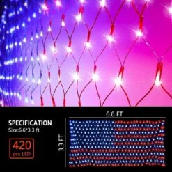 PUHONG American Flag Net Lights, 420 LED USA Flag String Lights, Outdoor Waterproof Patriotic Ornaments For Independence Day National Day 4 Juillet Memorial Day Noël New Year Party Yard Decor -Oui || N/A || pearhead 71x6wJzfrSL. AC SL1001