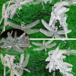 Aolyty Solar Dragonfly String Lights Outdoor, Étanche Solaire Alimenté Fées Lumières, 8 Modes Solaire Décoratif Suspension Lumière Pour Patio Jardin Jardin Décor De Noël (16.4ft 20 LED, Blanc Lumière) -Oui || N/A || pearhead 71xJrMpUexL. AC SL1003