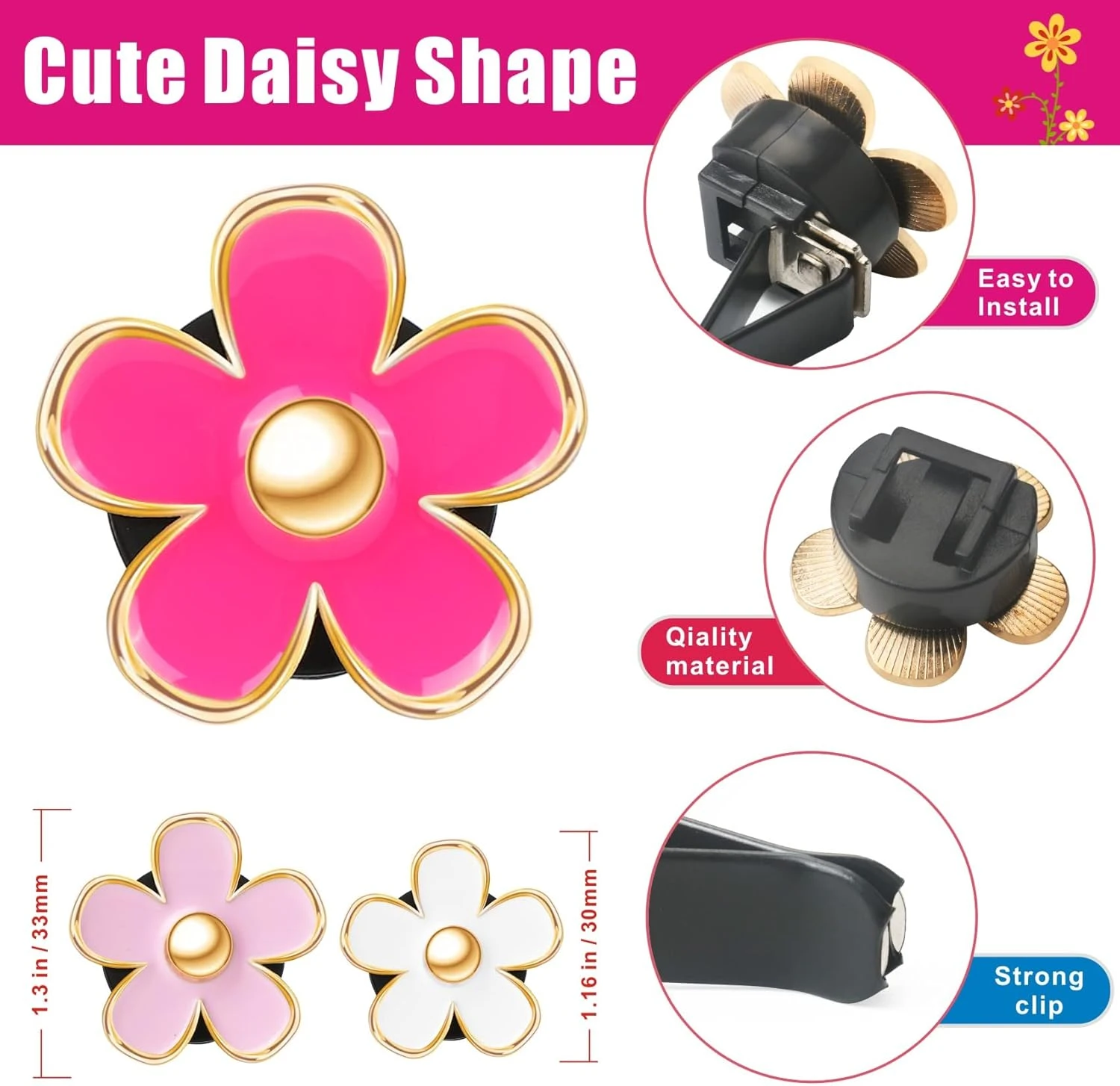 Mignon Cadeaux De Noël Rose Décor De Voiture Accessoires Pour Femmes Adolescents, 6 Pcs Voiture Parfum Air Désodorisants Vent Clips, Girly Daisy Fleur Décorations Intérieur Objets Esthétiques, Car Perfume Stuff Pour Sa Maman Filles 6 Mignon Cadeaux De Noël Rose Décor De Voiture Accessoires Pour Femmes Adolescents, 6 Pcs Voiture Parfum Air Désodorisants Vent Clips, Girly Daisy Fleur Décorations Intérieur Objets Esthétiques, Car Perfume Stuff Pour Sa Maman Filles - Image 4