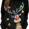 JPVDPA De Noël Sweat-shirt Pour Femmes Renne Laid De Noël Chandail Fête De Vacances Mignon Pull De Noël À Manches Longues Tops