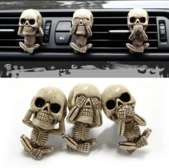 Crâne De Voiture Désodorisants Vent Clips Pour Halloween Voiture Accessoires, Goth Halloween Squelette Crâne De Voiture Décor Intérieur, Horreur Air Vent Clips Voiture Accessoires Pour Hommes Femmes, Mignon Crânes De Noël Halloween Cadeaux Avec Aromathérapie Tablettes