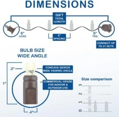 Lumières De Nouveauté 100 Lumières De Noël LED Commerciales ( Blanc Chaud ), Espace De 50 Pieds Avec Ampoule De 6 ", Ampoules De 5 Mm, Listées UL, Lumières De Cordes De Fil Brun -Oui || N/A || pearhead 71yKWyrnumL. AC SL1500