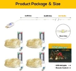Plug USB ITICdecor Fairy String Light 4Pack 10M100 LED Plug In Copper Wire String Lights Télécommande Pour Chambre Extérieure Intérieure Noël Noël Halloween Party Decorations (blanc Chaud) -Oui || N/A || pearhead 71z8zj43aCS. AC SL1500