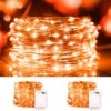 Feuilles D'orange Décorations D'Halloween, 2 Pack 100LED Fée De Cuivre Lumières De Scintillement Gothique à Piles Pour La Maison, La Chambre, Le Jardin, Le Patio, L'extérieur, Le Décor De Noël - Orange