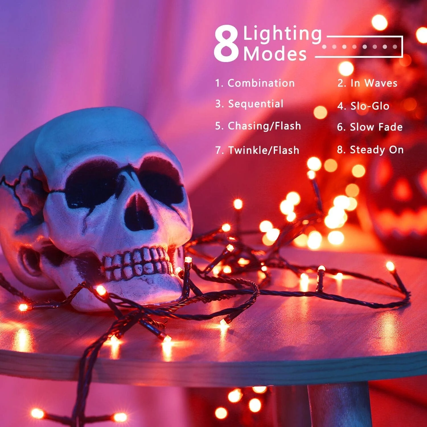 BrizLabs Halloween Orange Lights, 78.74ft 240 LED Orange String Lights, Mini Lumières Extérieures Halloween Connectables, 8 Modes Plug-in LED String Lights étanches Pour Extérieur Noël Halloween Tree Decor 5 BrizLabs Halloween Orange Lights, 78.74ft 240 LED Orange String Lights, Mini Lumières Extérieures Halloween Connectables, 8 Modes Plug-in LED String Lights étanches Pour Extérieur Noël Halloween Tree Decor - Image 3