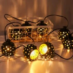 Lumières à Cordes Vigdur Lantern Avec 10 Ampoules G40 Claires Et Des Nuances De Lampe En Plastique Star, Lumières à Cordes Extérieures Intérieures Pour Décor De Noël Patio Yard -Oui || N/A || pearhead 71zvwCd6MeL. AC SL1500