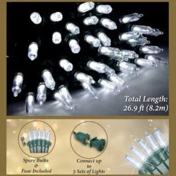 Lumières LED De Noël Holiday Essence, 100 Lumières Blanches Fraîches Pour Une Utilisation Décorative Intérieure Et Extérieure, Décoration Des Vacances Et Des Arbres, Décorations D'éclairage Suspendues En Patio, Fil Vert, 26,9 Pi, Certifié UL -Oui || N/A || pearhead 81 5xNwXHXL. AC SL1500