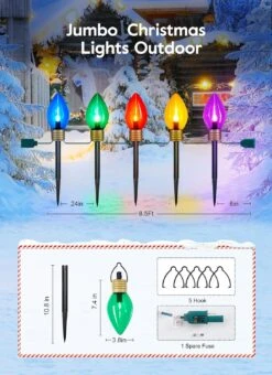 Lumières De Noël Jumbo C9 Décorations Extérieures Pelouse Avec Des Pieux De Marqueurs De Chemin, 8,5 Pieds LED Lumières Couvertes Jumbo Ampoule Multicolore Pour Les Vacances Outside Yard Garden Decor, 5 Lumières 14 Lumières De Noël Jumbo C9 Décorations Extérieures Pelouse Avec Des Pieux De Marqueurs De Chemin, 8,5 Pieds LED Lumières Couvertes Jumbo Ampoule Multicolore Pour Les Vacances Outside Yard Garden Decor, 5 Lumières -Oui || N/A || pearhead 81 zZix83YL. AC SL1500
