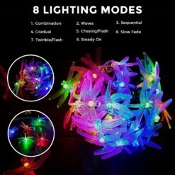 CIAOYE Dragonfly Solar String Lights, 30 LED 21ft 8 Modes Solaire Alimenté Extérieur Imperméable Fée Éclairage Pour Les Arbres De Noël Jardin Patio Clôture Mariage Décor De Fête, Multi Couleur -Oui || N/A || pearhead 810Nevm JCL. AC SL1500