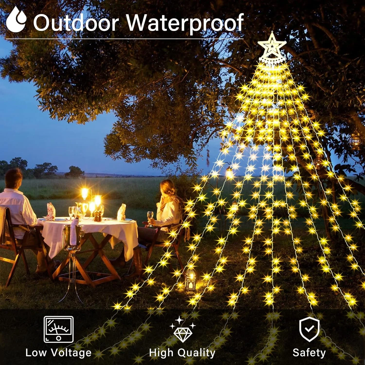 ZCWZMW Décorations De Noël Lumières Extérieures, 350 LEDs 8 Modes Lumières De Noël Avec Timer & Remote, Lumières D'arbre De Noël Avec Tree Topper Pour Yard,Mariage, Fête, Décorations De Noël (Warm White) 5 ZCWZMW Décorations De Noël Lumières Extérieures, 350 LEDs 8 Modes Lumières De Noël Avec Timer & Remote, Lumières D'arbre De Noël Avec Tree Topper Pour Yard,Mariage, Fête, Décorations De Noël (Warm White) - Image 3