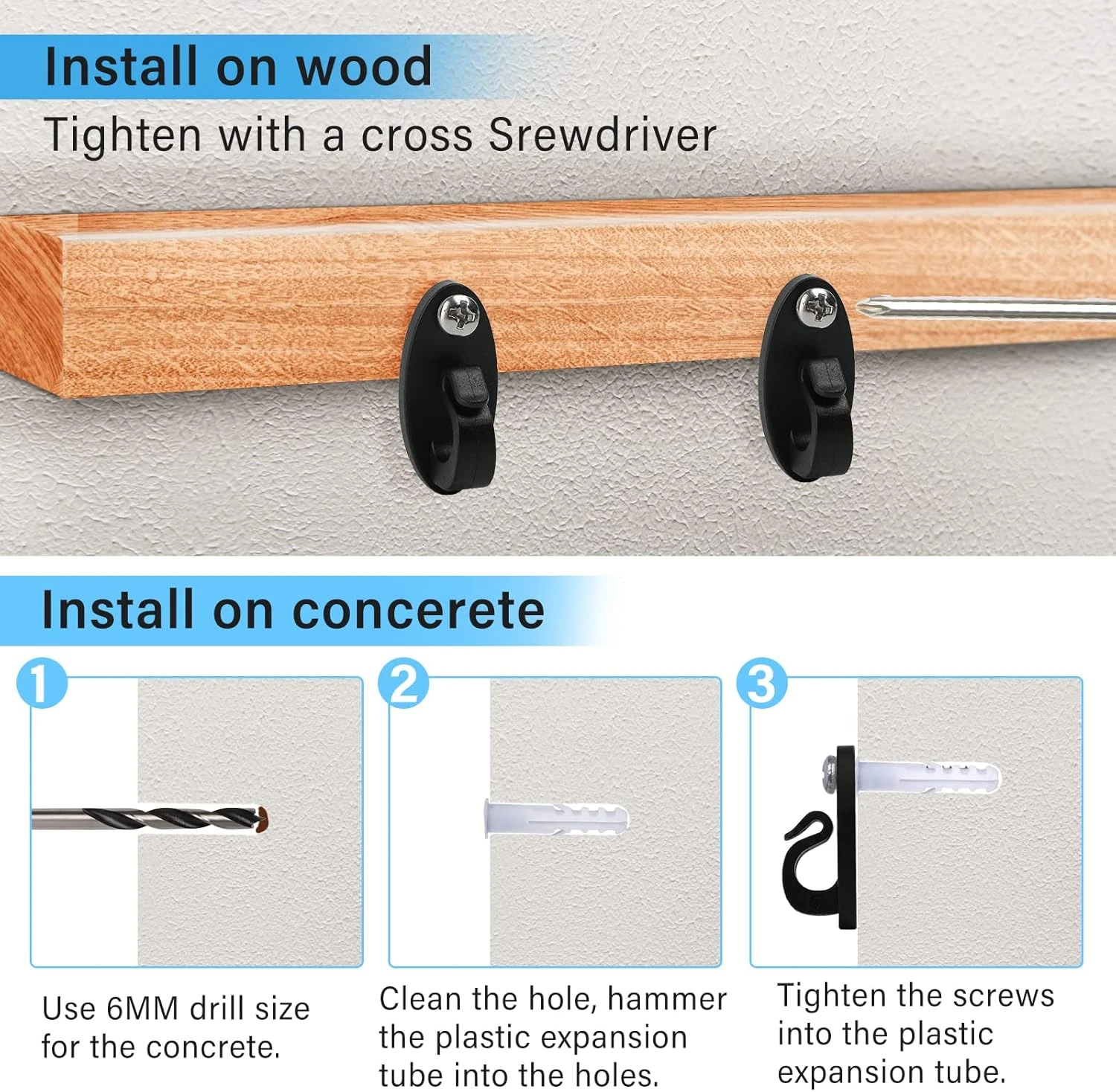 Crochets Pour Cintre Léger Hap Fung Pour Lumières Extérieures, Crochets Pour Vis Pour La Lumière De Noël Suspendue, Fils Légers Et Clips Légers LED Fairy, Crochets Pour Terrasse Pour Garage Fête De Vacances Du Nouvel An (48, Noir) 4 Crochets Pour Cintre Léger Hap Fung Pour Lumières Extérieures, Crochets Pour Vis Pour La Lumière De Noël Suspendue, Fils Légers Et Clips Légers LED Fairy, Crochets Pour Terrasse Pour Garage Fête De Vacances Du Nouvel An (48, Noir) - Image 2