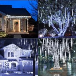 Veilleuses Meteor Extérieur, 16 Pouces 20 Tubes 720 Lumières D'icules LED, Lumières De Noël Meteor étanches, Lumières De Pluie Tombantes Suspendues Pour Les Buissons D'arbres Décor De Noël De La Fête De Noël, Blanc -Oui || N/A || pearhead 813YDvkKT L. AC SL1500