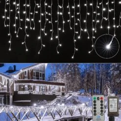 Lumières En Glaçon En Plein Air, Lumières De Noël Blanches 40 Pieds Avec 81 Gouttes, Lumières De Noël En Glaçon 432 LED En Plein Air Avec Télécommande Et Minuterie, Lumières De Noël Pour Le Mariage Des Combles, Blanc Pur