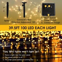 Lumières Solaires à Cordes Vimorg Extérieur, 2 Pack 79FT 200 LED Lumières Solaires Imperméables Avec 8 Modes D'éclairage Pour Les Décorations De Noël Tree Yard Garden Party -Oui || N/A || pearhead 814EisnSntL. AC SL1500