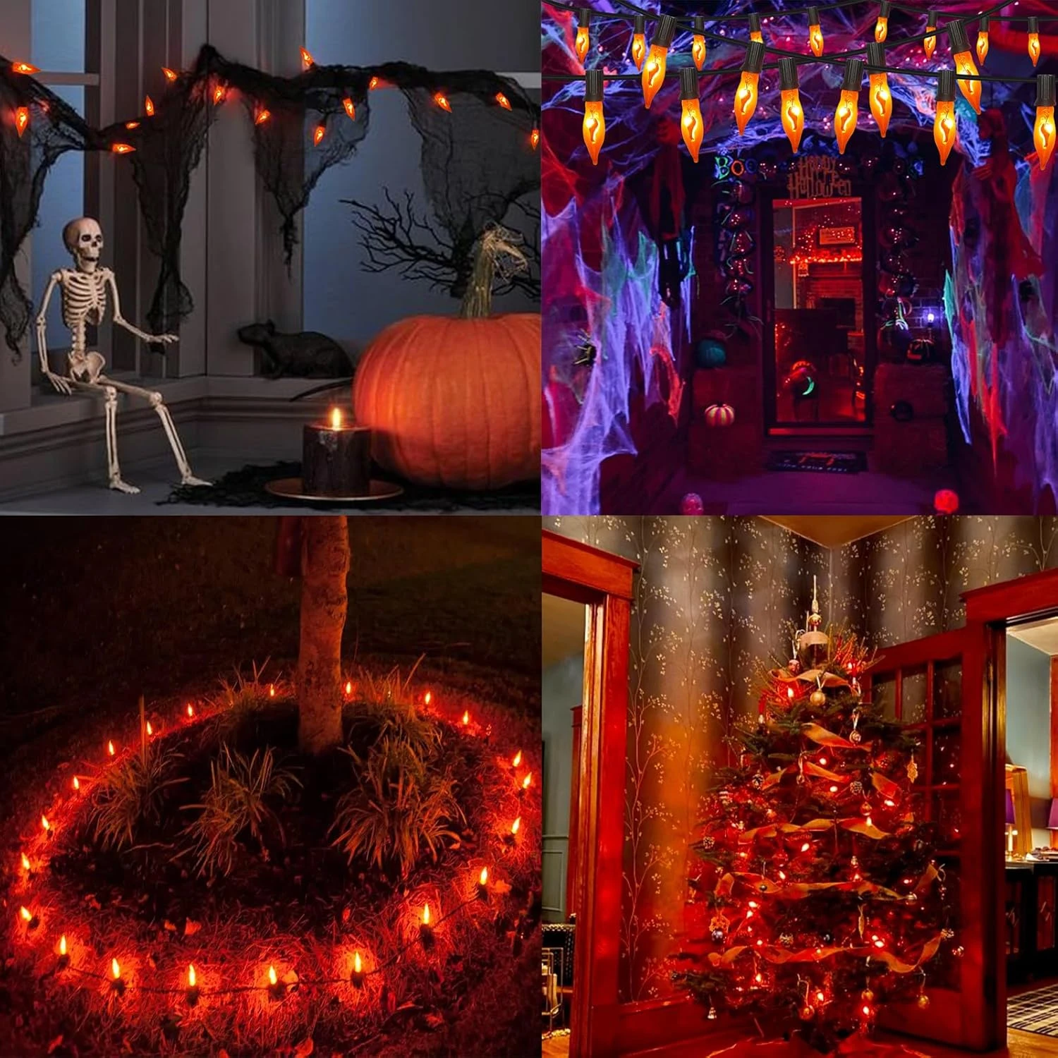 Halloween Flicker Flame Lights Orange String Lights, 10Ft C7 Vintage Flickering Flame Lights 10 Orange Flame Light Bulbs, Halloween String Light Pour Intérieur Extérieur Halloween Décorations De Noël 9 Halloween Flicker Flame Lights Orange String Lights, 10Ft C7 Vintage Flickering Flame Lights 10 Orange Flame Light Bulbs, Halloween String Light Pour Intérieur Extérieur Halloween Décorations De Noël - Image 7