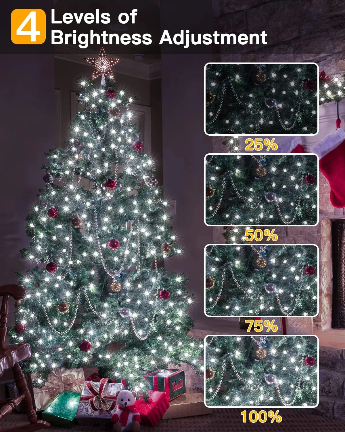 Ollny Lumières De Noël Extérieures Blanc Froid, 600LED 197FT Lumières D'arbre De Noël IP67 Étanche Avec Télécommande 8 Modes Mémoire Minuterie, Plug In Lumières De Noël Pour Maison Intérieure Décorations De Jardin De Vacances 7 Ollny Lumières De Noël Extérieures Blanc Froid, 600LED 197FT Lumières D'arbre De Noël IP67 Étanche Avec Télécommande 8 Modes Mémoire Minuterie, Plug In Lumières De Noël Pour Maison Intérieure Décorations De Jardin De Vacances - Image 5