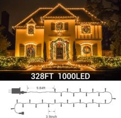 Lampes à Cordes à LED Elegear Extérieur, 328FT 1000 LED Lumières D'arbre De Noël Imperméable 8 Modes Intérieur Extérieur Chaleur De Noël Blanc Pour Les Fêtes De Patio De Jardin -Oui || N/A || pearhead 816PKOcW uL. AC SL1500