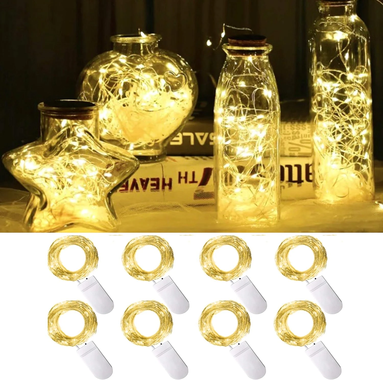 Foire à Piles 8 Pack 10 Pi 30 Lumières étoilées LED Pour Biberon En Pot Mason Luminaire Pour Chambre à Coucher Décoration De Table De Noël De Mariage De Chambre à Coucher (blanc Chaud) 4 Foire à Piles 8 Pack 10 Pi 30 Lumières étoilées LED Pour Biberon En Pot Mason Luminaire Pour Chambre à Coucher Décoration De Table De Noël De Mariage De Chambre à Coucher (blanc Chaud) - Image 2