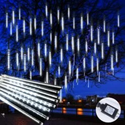 Oui || N/A || pearhead 28 Meteor Shower Lights Outdoor, 16 Pouces 10 Tubes 360 LED Snowfall Lights, Meteor Waterproof Christmas Lights Outdoor, Hanging Falling Rain Lights For Tree Bushes Décoration De Noël, Blanc