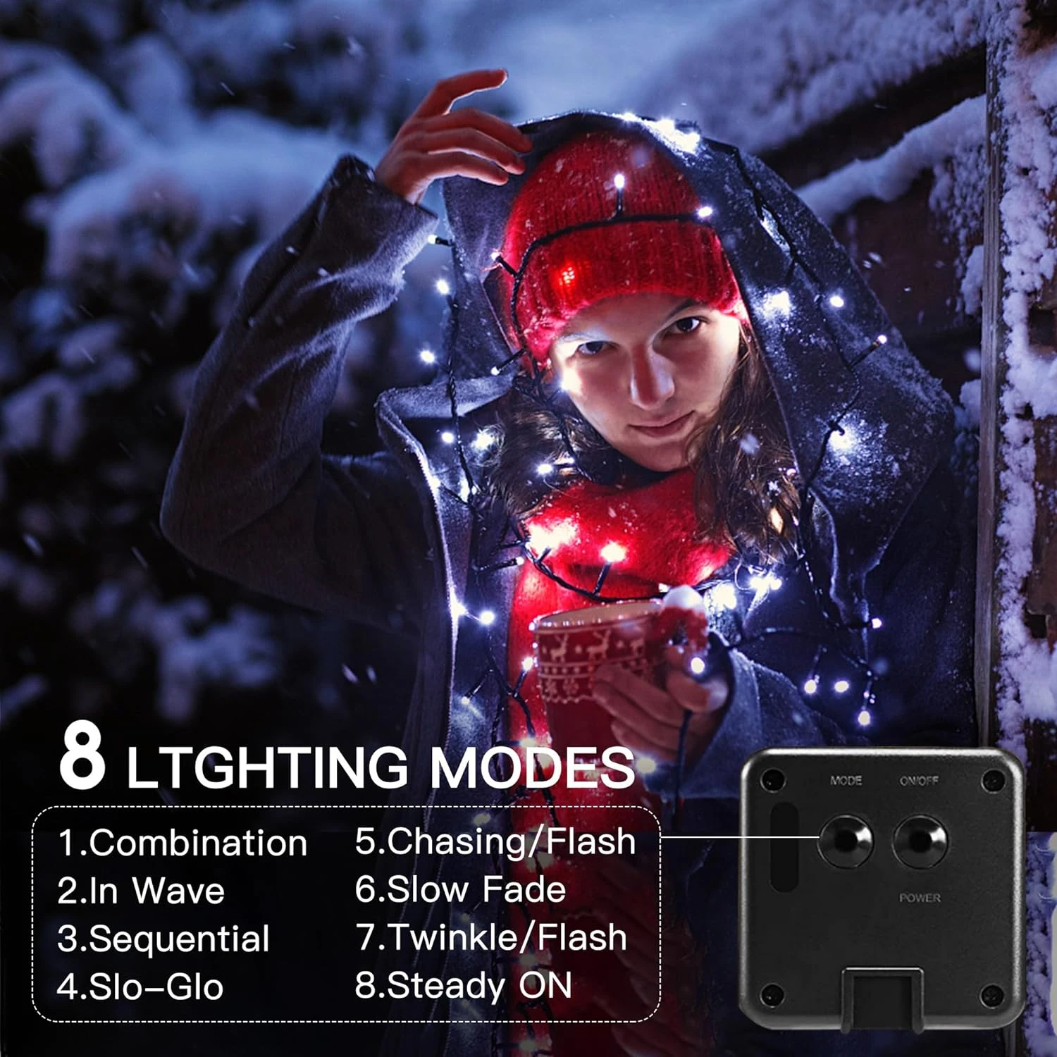 Lumières Solaires à Cordes Vimorg Extérieur, 2 Pack 79FT 200 LED Lumières Solaires Imperméables Avec 8 Modes D'éclairage Pour Les Décorations De Noël Tree Yard Garden Party 4 Lumières Solaires à Cordes Vimorg Extérieur, 2 Pack 79FT 200 LED Lumières Solaires Imperméables Avec 8 Modes D'éclairage Pour Les Décorations De Noël Tree Yard Garden Party - Image 2