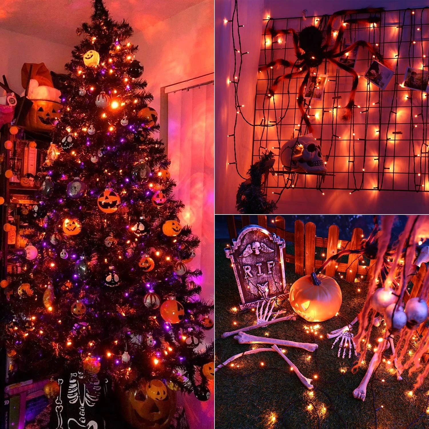BrizLabs Halloween Orange Lights, 78.74ft 240 LED Orange String Lights, Mini Lumières Extérieures Halloween Connectables, 8 Modes Plug-in LED String Lights étanches Pour Extérieur Noël Halloween Tree Decor 7 BrizLabs Halloween Orange Lights, 78.74ft 240 LED Orange String Lights, Mini Lumières Extérieures Halloween Connectables, 8 Modes Plug-in LED String Lights étanches Pour Extérieur Noël Halloween Tree Decor - Image 5