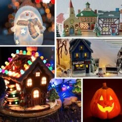 4 Définit Le Cordon D'accessoires Avec Une Ampoule, 6 Feuilles UL Listé Lumières De Village De Noël à Cordon Blanc Avec Des Bouchons D'interrupteur Marche / Arrêt, Lampe D'encombrement C7 Pour Noël Halloween Craft House Village Salt Lamp Decor -Oui || N/A || pearhead 81AnPLPrLEL. AC SL1500