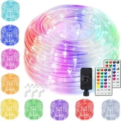 66 Pieds Lumières De Corde éclairage Extérieur, 200 LED 16 Couleurs Changeant Les Lumières De Fée étanches Avec Minuterie à Distance Éclairage De Corde Pour Camping Jardin Patio Wedding Party Décorations Extérieures De Noël