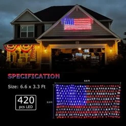 Lumières De Chaîne De Drapeau Américain Avec 420 LED Super Brillantes, Pour Le Jour De L'indépendance, Le 4 Juillet, Le Jour Du Souvenir, Le Jour Des Anciens Combattants, Les Décorations De Noël. Lampe De Drapeau LED USA étanche Pour Cour, Décoration Extérieure Pour Jardin -Oui || N/A || pearhead 81BU7WpoCLL. AC SL1500