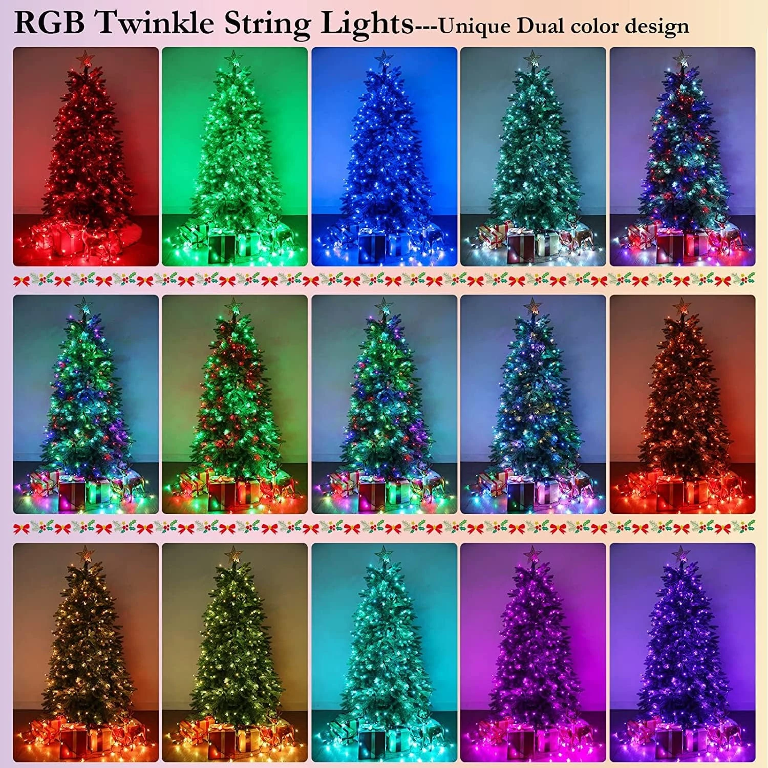 Lumières De Noël Changeantes De Couleur IBaycon 300 LED, 98 Pieds 17 Couleurs Lumières De Cordes D'Halloween Extérieur, Lumières D'arbre De Fée Avec Télécommande Et Amp; Branchez-vous Pour La Chambre Décorations De Fête Intérieure Imperméable 7 Lumières De Noël Changeantes De Couleur IBaycon 300 LED, 98 Pieds 17 Couleurs Lumières De Cordes D'Halloween Extérieur, Lumières D'arbre De Fée Avec Télécommande Et Amp; Branchez-vous Pour La Chambre Décorations De Fête Intérieure Imperméable - Image 5