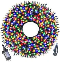 Lumières De Noël En Plein Air, 105FT 300 LED Lumières D'arbre De Noël En Intérieur Avec 8 Modes, Prise De Bout En Bout, Certifiée UL, Lumières De Cordes étanches Pour Les Décorations D'arbres De Noël Garden Party ( Multicolore )