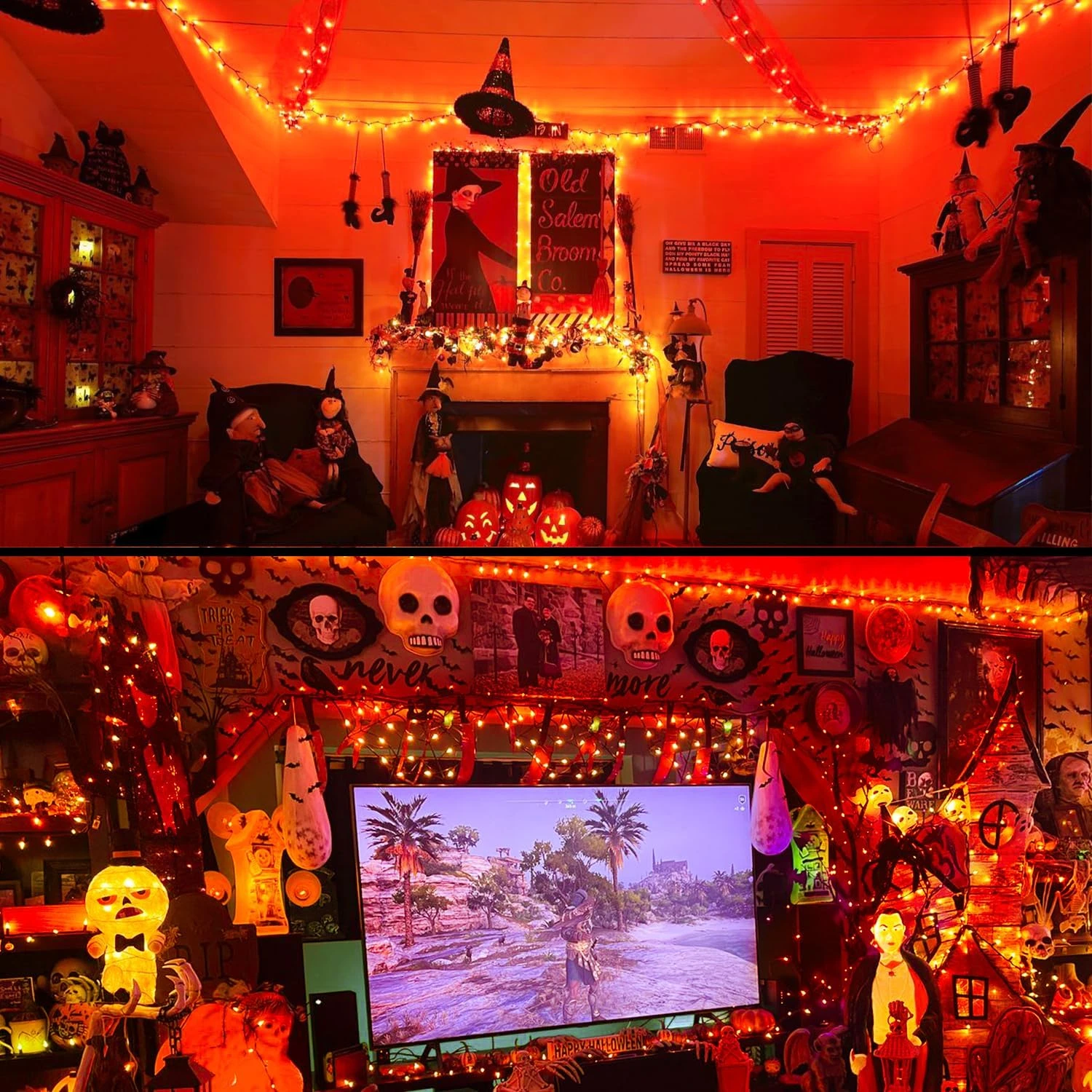 JMEXSUSS 500 LED Orange Lumières Pour Halloween, 173ft Halloween Lumières En Plein Air Étanche, 8 Modes Halloween String Lumières Pour Party Patio Noël Halloween Décorations 6 JMEXSUSS 500 LED Orange Lumières Pour Halloween, 173ft Halloween Lumières En Plein Air Étanche, 8 Modes Halloween String Lumières Pour Party Patio Noël Halloween Décorations - Image 4