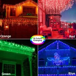 Toodour Christmas Icicle Lights, RGB Color Changing Icicle Lights Avec Télécommande, 360 LED 29.5ft Fenêtre Fées Lumières Avec 60 Gouttes, LED Lumières De Noël Pour La Maison, Jardin, Décorations De Noël En Plein Air -Oui || N/A || pearhead 81FVLIBSo4L. AC SL1200 1