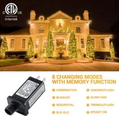 Lampes à Cordes à LED Elegear Extérieur, 328FT 1000 LED Lumières D'arbre De Noël Imperméable 8 Modes Intérieur Extérieur Chaleur De Noël Blanc Pour Les Fêtes De Patio De Jardin -Oui || N/A || pearhead 81FWnZaL1BL. AC SL1500