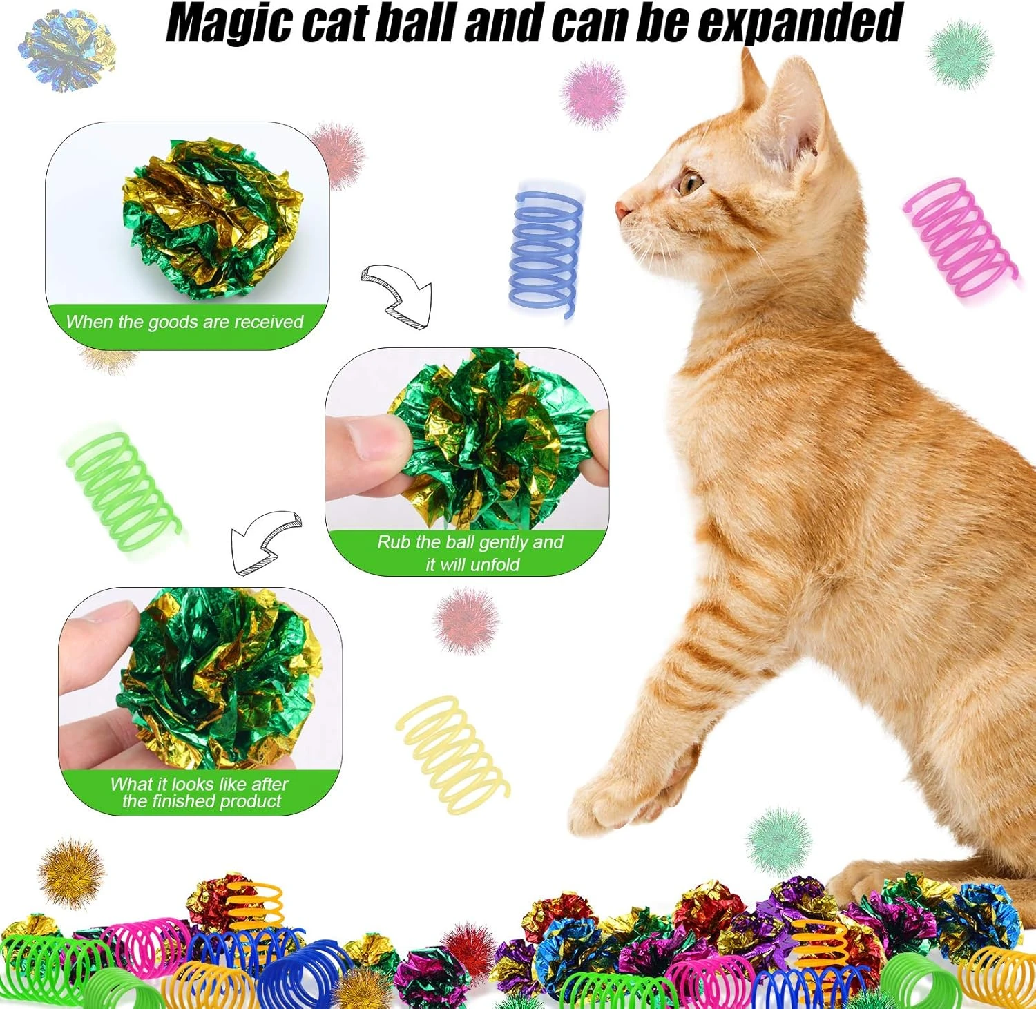 36 Pièces Chat Spirale Printemps Jouets De Noël Assorti Couleur Glitter Balls Sparkle Petit Pom Pom Balls Coloré Chaton Crinkle Jouets Cat Balls Avec Rustle Sound Pour Chats Chatons Jouer Interaction 8 36 Pièces Chat Spirale Printemps Jouets De Noël Assorti Couleur Glitter Balls Sparkle Petit Pom Pom Balls Coloré Chaton Crinkle Jouets Cat Balls Avec Rustle Sound Pour Chats Chatons Jouer Interaction - Image 6
