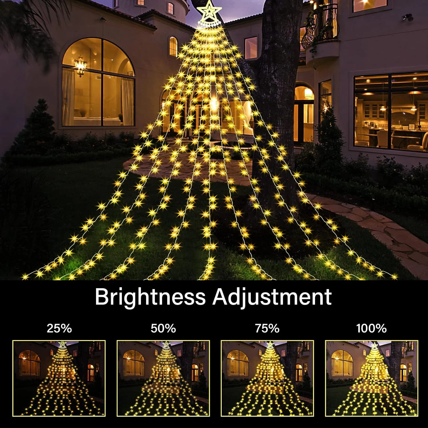 ZCWZMW Décorations De Noël Lumières Extérieures, 350 LEDs 8 Modes Lumières De Noël Avec Timer & Remote, Lumières D'arbre De Noël Avec Tree Topper Pour Yard,Mariage, Fête, Décorations De Noël (Warm White) 9 ZCWZMW Décorations De Noël Lumières Extérieures, 350 LEDs 8 Modes Lumières De Noël Avec Timer & Remote, Lumières D'arbre De Noël Avec Tree Topper Pour Yard,Mariage, Fête, Décorations De Noël (Warm White) - Image 7