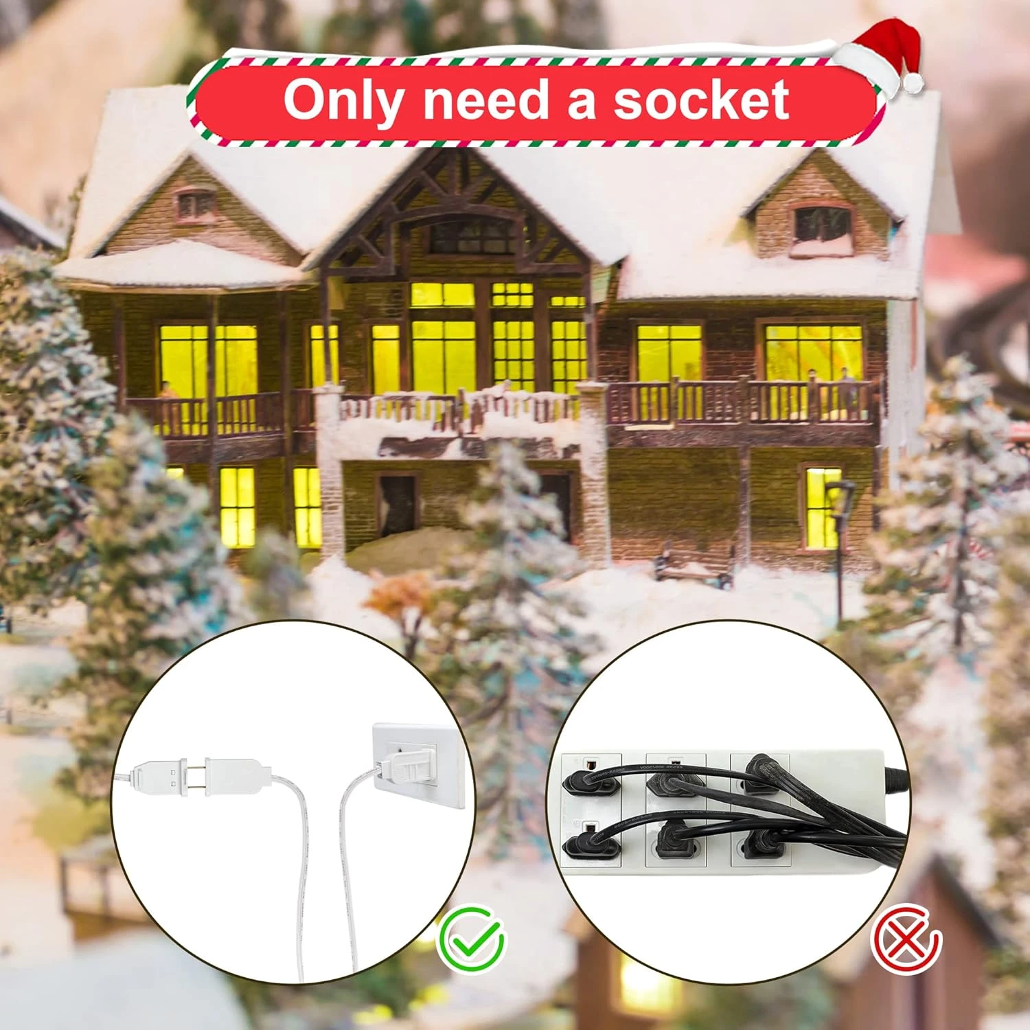 Cordon D'accessoires En Méon Avec Deux Ampoules LED, Lumière De L'artisanat De Noël à Moule Soufflé Avec Sortie Et Prise, Ampoule De Fusible De Rechange C7 Accessoires De Village De Noël Lumières De Chaîne Intérieure Blanche ( 1 Paquet ) 4 Cordon D'accessoires En Méon Avec Deux Ampoules LED, Lumière De L'artisanat De Noël à Moule Soufflé Avec Sortie Et Prise, Ampoule De Fusible De Rechange C7 Accessoires De Village De Noël Lumières De Chaîne Intérieure Blanche ( 1 Paquet ) - Image 2