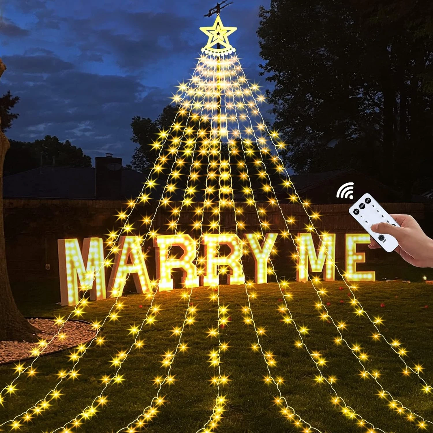 ZCWZMW Décorations De Noël Lumières Extérieures, 350 LEDs 8 Modes Lumières De Noël Avec Timer & Remote, Lumières D'arbre De Noël Avec Tree Topper Pour Yard,Mariage, Fête, Décorations De Noël (Warm White) 11 ZCWZMW Décorations De Noël Lumières Extérieures, 350 LEDs 8 Modes Lumières De Noël Avec Timer & Remote, Lumières D'arbre De Noël Avec Tree Topper Pour Yard,Mariage, Fête, Décorations De Noël (Warm White) - Image 9