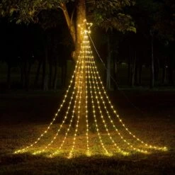 Décorations De Noël Guirlandes étoilées, 290 Lumières D'arbre De Cascade LED Avec Lumières De Noël 11 "Topper Star Décoratives Extérieures Pour La Fête De Mariage Décoration De Vacances à La Maison (blanc Chaud)
