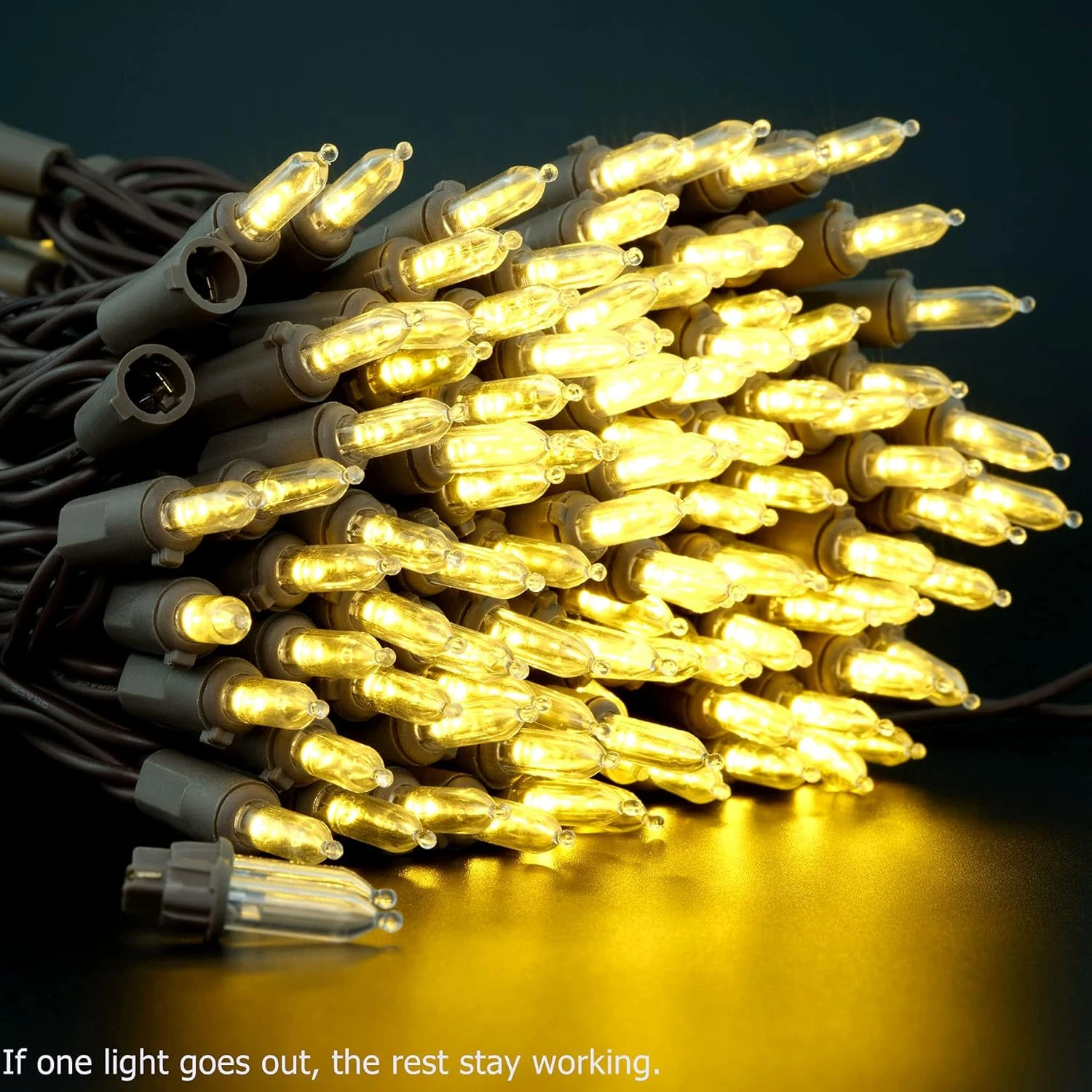 Lumières De Noël LED Blanches Chaudes YULETIME Avec Fil Brun, 66 Pieds 200 Unités De Lumière De Chaîne De Vacances LED Certifiée UL ( Blanc Chaud - Fil Brun ) 6 Lumières De Noël LED Blanches Chaudes YULETIME Avec Fil Brun, 66 Pieds 200 Unités De Lumière De Chaîne De Vacances LED Certifiée UL ( Blanc Chaud - Fil Brun ) - Image 4