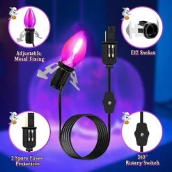 Enhon Accessoire Cordon Avec 1 LED Ampoule, Souffler Moule Lumière Avec C7 Lampe, Noir Cordon Avec On/Off Switch Plug, Village Lumière Pour Halloween Vacances De Noël Intérieur Décor Artisanat Projets (Purple) -Oui || N/A || pearhead 81IAA3 8IhL. AC SL1500