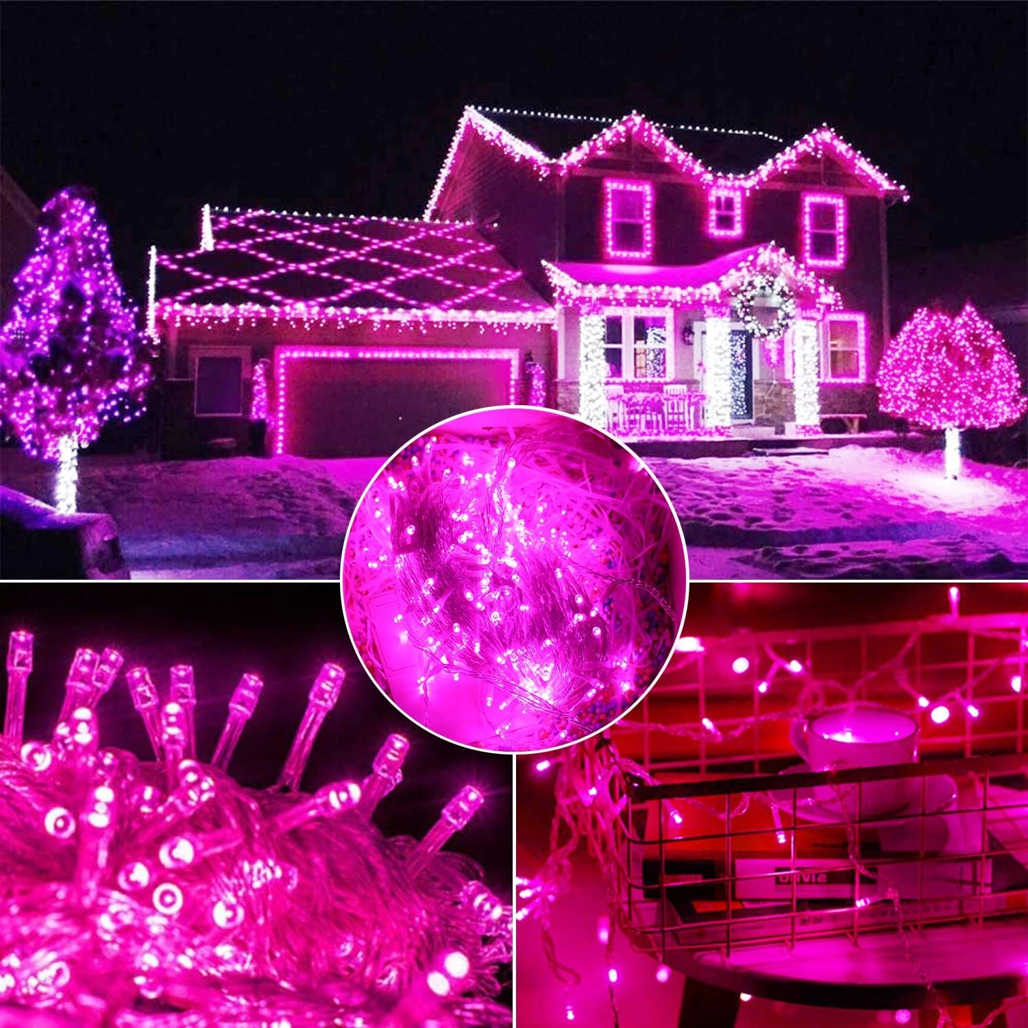 YAOZHOU Rose Décorations De Noël Cordes Lumières, Intérieur Extérieur IP44 Étanche 66Ft 200LED 8 Modes Rose Fée Décor Lumières Pour La Saint-Valentin, Halloween,Vacances, Fête,Mariage,Jardin,Tree Décor 5 YAOZHOU Rose Décorations De Noël Cordes Lumières, Intérieur Extérieur IP44 Étanche 66Ft 200LED 8 Modes Rose Fée Décor Lumières Pour La Saint-Valentin, Halloween,Vacances, Fête,Mariage,Jardin,Tree Décor - Image 3