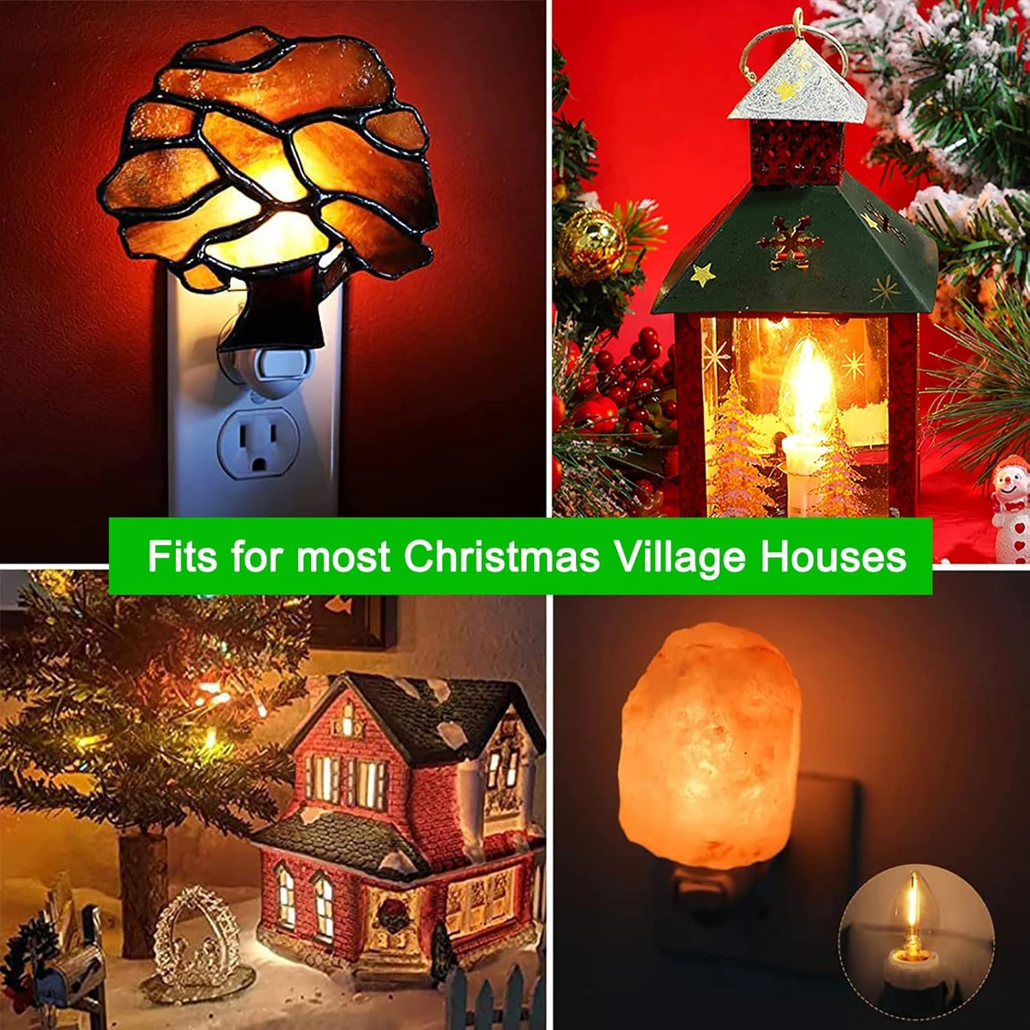 Ensemble De 2 Cordon D'accessoires De Village De Noël (6 Pieds) Avec Kit D'éclairage De Cordon De Soufflage D'ampoule LED C7, Lampe C7 Avec Bouchons De Commutation Pour Halloween Vacances Noël Décors De Maison Artisanat, Fil Blanc 9 Ensemble De 2 Cordon D'accessoires De Village De Noël (6 Pieds) Avec Kit D'éclairage De Cordon De Soufflage D'ampoule LED C7, Lampe C7 Avec Bouchons De Commutation Pour Halloween Vacances Noël Décors De Maison Artisanat, Fil Blanc - Image 7