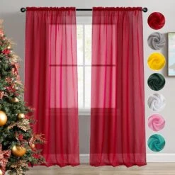 Tony's Collection Rouge Sheer Rideaux Décorations De Noël Fenêtre Rideaux Avec Côté Broderie Frill Rod Poche Sheer Panels Rideaux 63 Pouces De Long Pour Chambre Salon (34x63 Pouce, Rouge, 2 Panneaux) -Oui || N/A || pearhead 81IzA1A42aL. AC SL1500